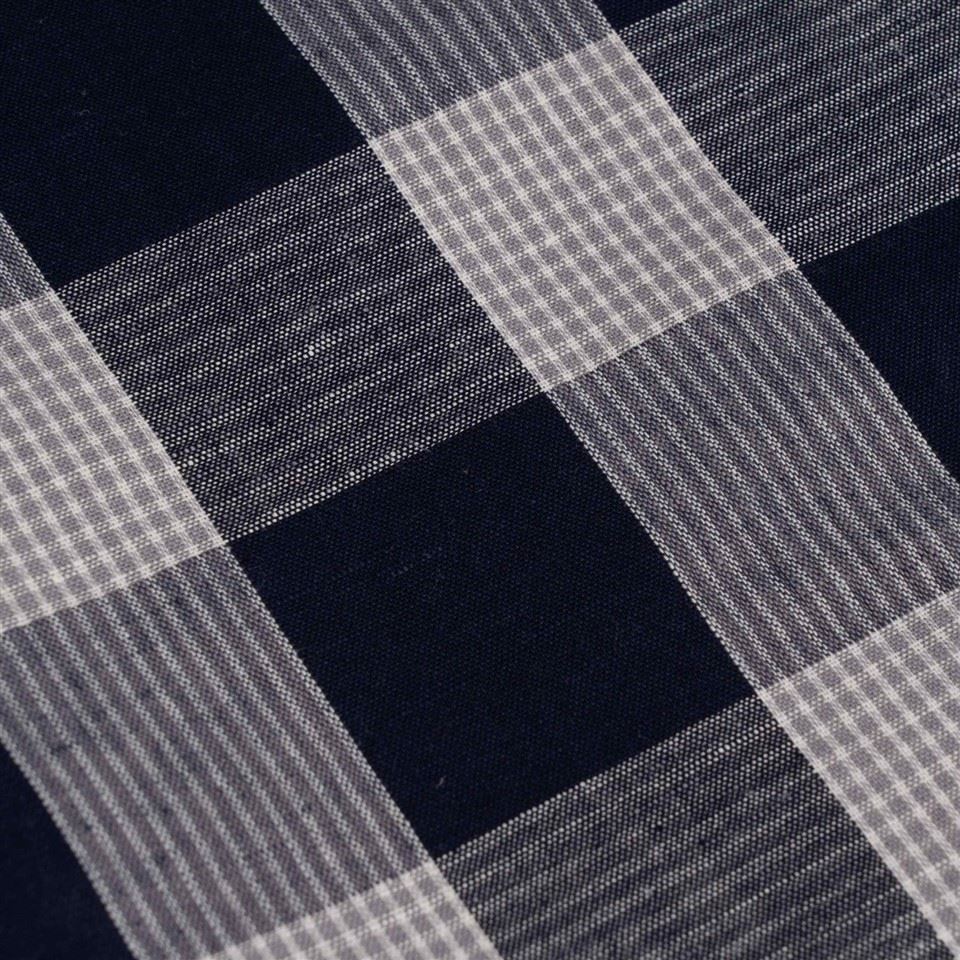 Navy Large Gingham Linen Fabric factory