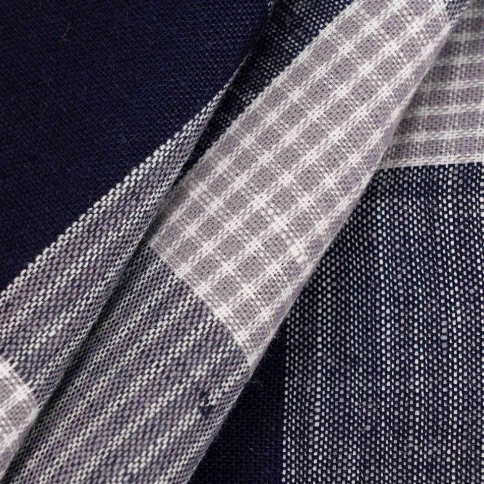 Navy Large Gingham Linen Fabric manufacturers